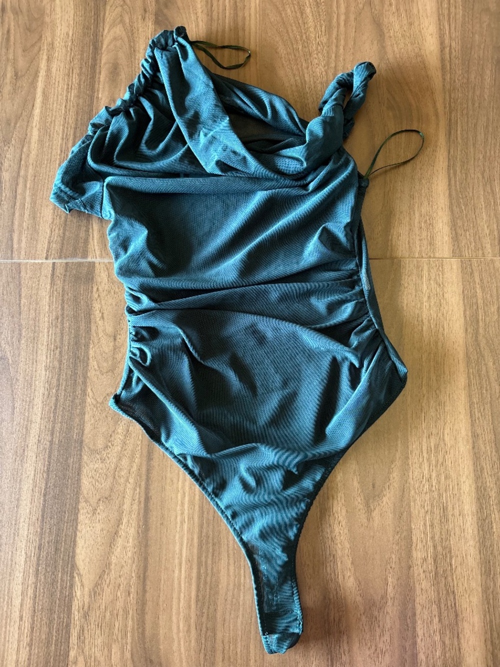 Zara teal ruffled sheer bodysuit, size small